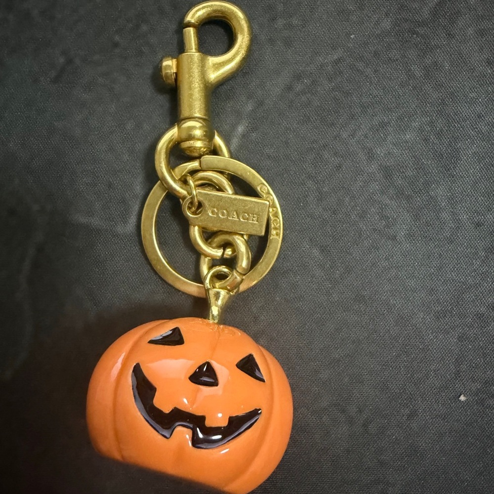 Coach Orange Pumpkin Enamel Charm with Gold-Tone Hardware